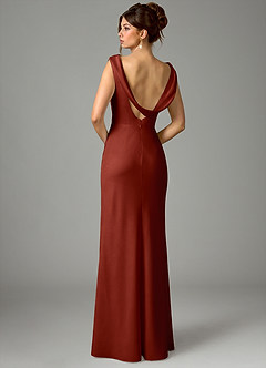 Azazie Kieryn Robes de demoiselle d'honneur Robe Sirène en Satin extensible Plissée Terracotta image6