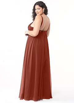 Azazie Aziza Bridesmaid Dresses Auburn A-Line V-Neck Pleated Chiffon Dress image10
