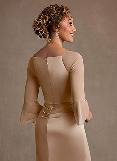 Azazie Nampa 신부의 어머니 드레스 쉬스 주름진 망사 플로어 길이 드레스 image6