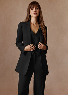 front Rowan Black Refined Weave Performance 3-Piece Suit