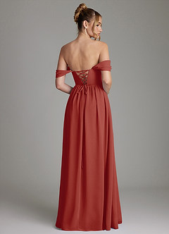Azazie Caterina Abiti da Damigella Abito A-Line in Chiffon Corsetto Terracotta image10