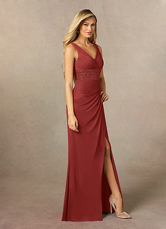 Azazie Winona Mother of the Bride Dresses Rust Mermaid Sequins Mesh Dress image2