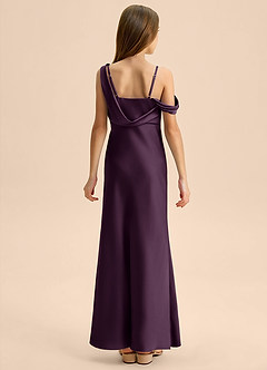 Azazie Madelyn Junior Osłona Zza ramienia Satyna elastyczna Długość podłogi Młodsza druhna Sukienka image2