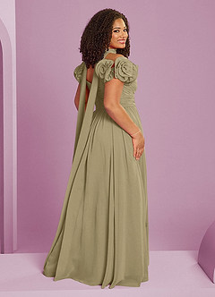 Barbie ♥ Azazie Vestidos de damas de honor Vestido de Musgo Verde de Gasa de Corte en A Convertible con Vestidos sin tirantes image8