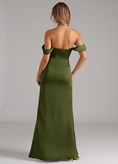 Azazie Johana Vestidos de damas de honor Vestido de Oliva de Satén Elástico de Corte Sirena Convertible con Vestidos sin tirantes image4