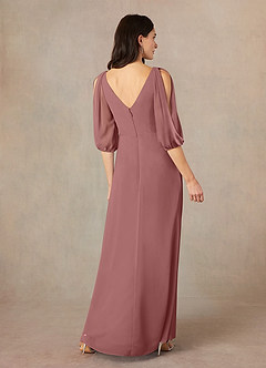 Azazie Bronwyn Kleider für die Brautmutter A-Linie V-Hals Gerüscht Chiffon Kleid Wüstenrose image4
