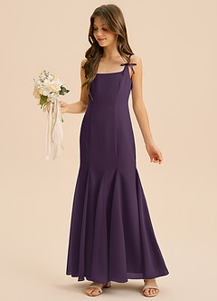 Azazie Evey Junior Abito Sirena in Chiffon Plissettato Prugna image1