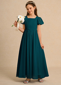 Azazie Joss Flower Girl Dresses Pine A-Line with Sleeves Chiffon Dress image9