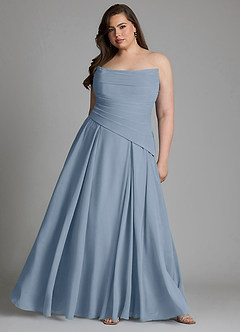 Azazie Gabriela Bridesmaid Dresses Dusty Blue A-Line Corset Chiffon Dress image15