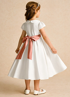 Azazie Deary Flower Girl Dresses Ivory Mai Tai A-Line Bow Cotton Dress image4