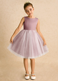 Azazie Esme Robe Demoiselle D'honneur Fillette Robe Princesse en Tulle Arc Rose Poussiéreuse image6