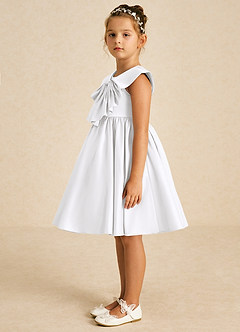 Azazie Poppet vestidos de niña de las flores Vestido de Blanco de Satin Mate de Corte En A con Sin mangas image4