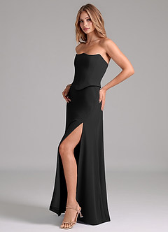 Azazie Jenilyn Bridesmaid Dresses Black A-Line Strapless Chiffon Dress image5