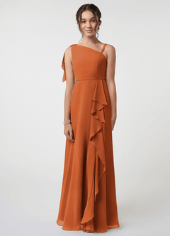 Azazie Aidy Junior Amethyst A-Line Bow Chiffon Dress image1