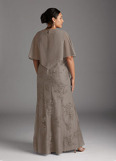 Azazie Whilhelmina Mother of the Bride Dresses Taupe Mermaid Lace Chiffon Dress image13