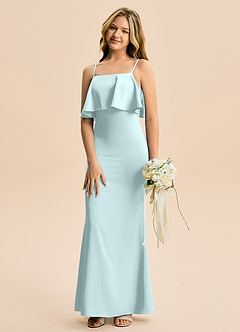 Azazie Galene Junior Sea Glass Mermaid Stretch Satin Dress image4