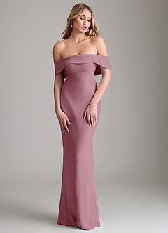 Azazie Lusinda Bridesmaid Dresses Vintage Mauve Mermaid Off the Shoulder Chiffon Convertible Dress image4
