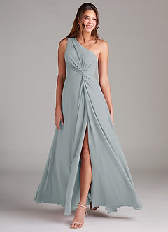 Azazie Brooke Bridesmaid Dresses Dolphin Grey A-Line One Shoulder Chiffon Dress image3