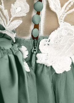 Azazie Sundae Flower Girl Dresses Eucalyptus Ball-Gown Lace Dress image8