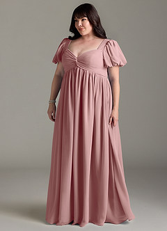 Azazie Madisynn Brautjungfernkleider für Schwangere Schleifen Chiffon Bodenlänge Kleid image8