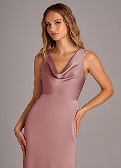 Azazie Wrenlee Bridesmaid Dresses Dusty Rose A-Line Stretch Satin Dress image2