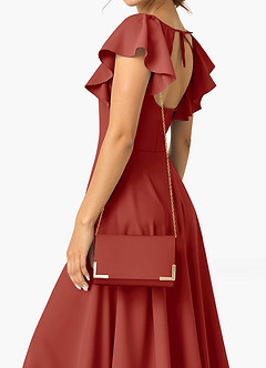 front Matching Color Matte Satin Block Heel Sandals & Envelope Clutch Set