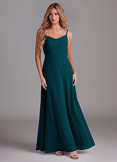 Azazie Daenerys Vestidos de damas de honor Vestido de Pino de Gasa de Corte en A con Vaca image3
