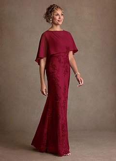 Azazie Amrita Mother of the Bride Dresses Burgundy Mermaid Lace Chiffon Dress image2