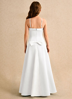 Azazie Izel Girls Formal Flower Girl Dresses Ivory White A-Line Pleated Matte Satin Dress image7