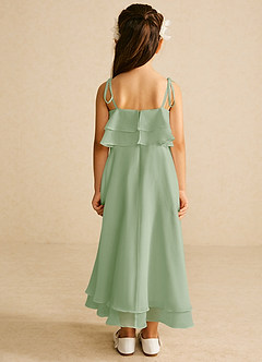 Azazie Temi Flower Girl Dresses Dusty Sage A-Line Spaghetti Strap Chiffon Dress image5