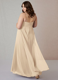 Azazie Emerald Bridesmaid Dresses Champagne A-Line Ruffled Chiffon Dress image8