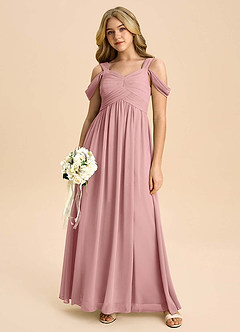 Azazie Lianne Junior Dusty Rose A-Line Off the Shoulder Chiffon Dress image5
