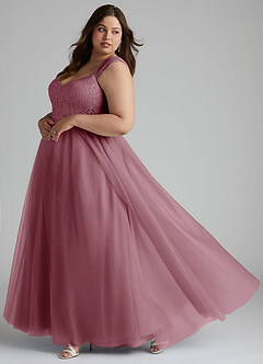 Azazie Luxi Bridesmaid Dresses Vintage Mauve A-Line Pleated Tulle Dress image9