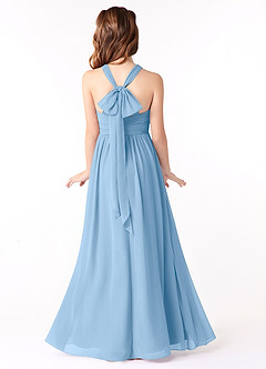 Azazie Jaylah Junior Powder Blue A-Line Ruched Chiffon Dress image2