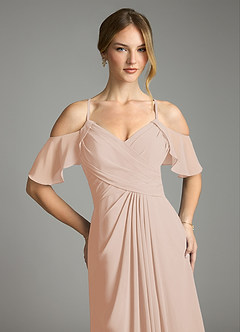 Azazie Dakota Bridesmaid Dresses English Rose A-Line V-Neck Pleated Chiffon Dress image7