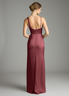 Azazie Samara Robes de demoiselle d'honneur Robe Sirène en Satin extensible Plissée Merlot image2