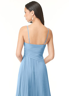 Azazie Vini Jurken voor bruidsmeisjes Jurk van Chiffon met A-Lijn V-hals geplooid Poederblauw image5