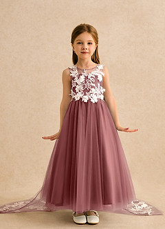 Azazie Mixie Flower Girl Dresses Amethyst Ball-Gown Lace Dress image2