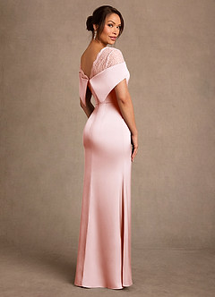 Azazie Henrieta 신부의 어머니 드레스 쉬스 레이스 스트레치 새틴 플로어 길이 드레스 image2