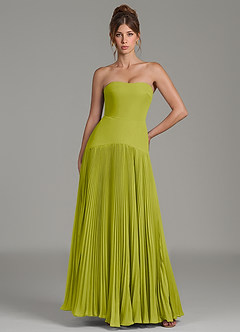 Azazie Yuliana Bridesmaid Dresses Lemongrass A-Line Strapless Chiffon Dress image1