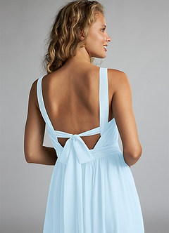 Azazie Aziza Bridesmaid Dresses Sky Blue A-Line V-Neck Pleated Chiffon Dress image6