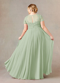 Azazie Annette Mother of the Bride Dresses Dusty Sage A-Line Lace Chiffon Dress image8
