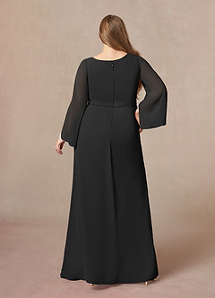 Azazie Belinda Mère de la mariée Robes Robe Trapèze en Mousseline de soie Col V plissé Noir image7