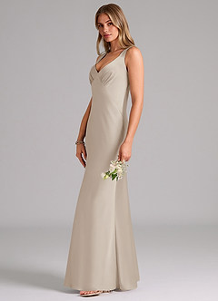 Azazie Kamila Brautjungfernkleider A-Linie Plissee Stretch-Satin Kleid Frost image6