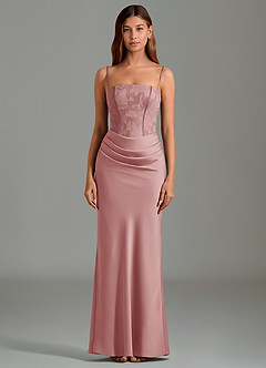 Azazie Emilia Bridesmaid Dresses Dusty Rose Mermaid Strapless Stretch Satin Dress image5