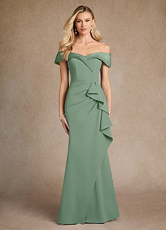 Azazie Laredo Abiti per la Madre della Sposa Abito Sirena in Crepe Elasticizzato a Spalla Scoperta Matcha image1