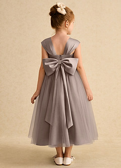 Azazie Chickadee Flower Girl Dresses Taupe Ball-Gown Sweetheart Neckline Matte Satin Dress image3