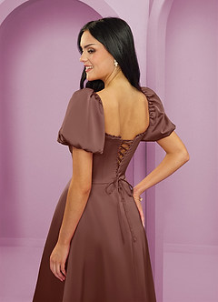 Barbie ♥ Azazie Brudtärnklänningar Klänning av A-Linje i Stretch Satin Ruched Espresso image6