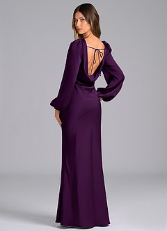 Azazie Rylina Brautjungfernkleider Meerjungfrau-Linie Langarm Stretch-Satin Kleid Traube image5