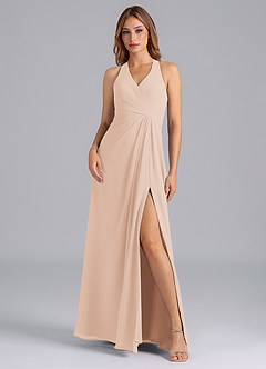 Azazie Dorota Bridesmaid Dresses English Rose A-Line Pleated Chiffon Dress image3